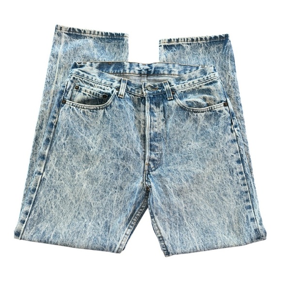 Vintage Levi’s acid wash 501 Blue Jeans size 32 - Picture 2 of 9